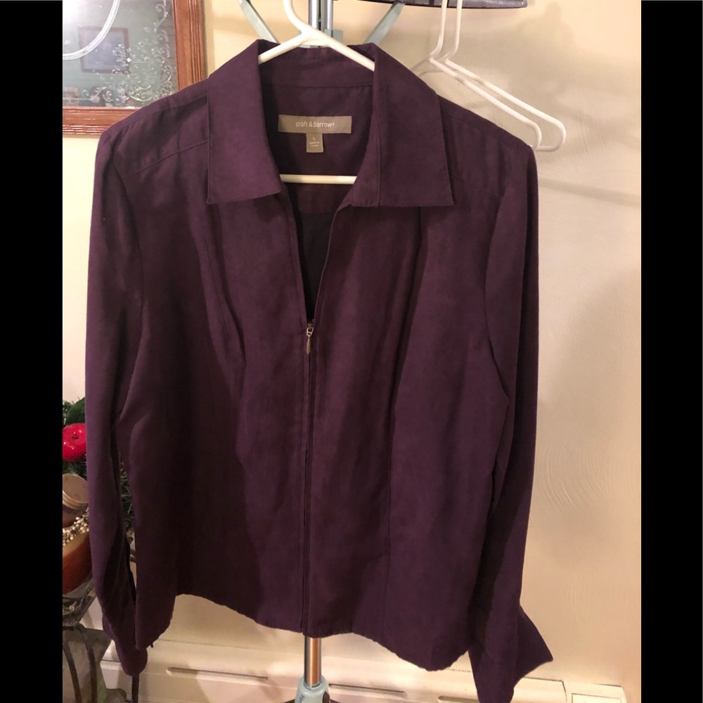 Purple suede type zip up top